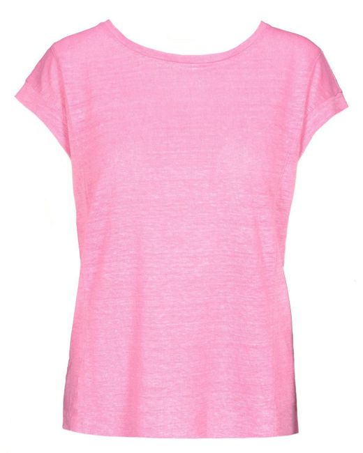 THE FASHION PEOPLE Pink T-Shirt solid Linen