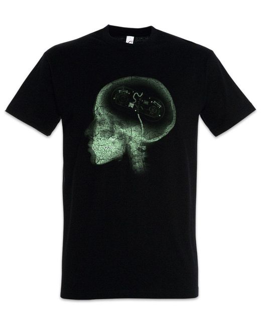 Urban Backwoods Print- Gamer Brain T-Shirt Geek Nerd Fun Informatiker Informatik in Black für Herren