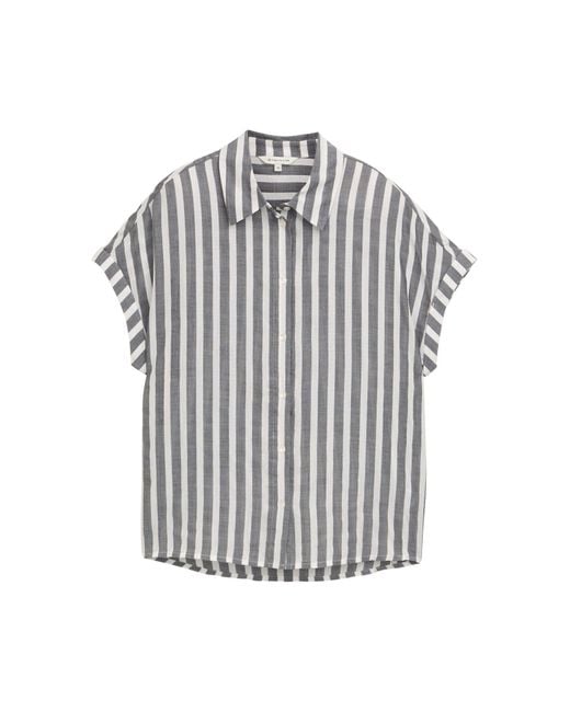 Tom Tailor White Kurzarmbluse Loose Fit Bluse mit Streifenmuster