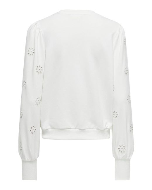 ONLY White Sweatshirt ONLFEMME L/S PUFF EMBROIDERY UB SWT