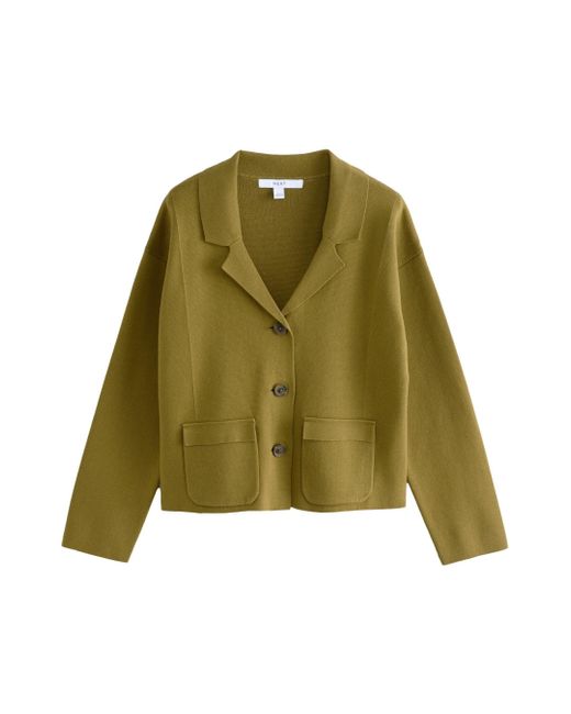 Next Green Strickjacke Gestrickter, smarter Blazer aus 100 % Baumwolle (1-tlg)