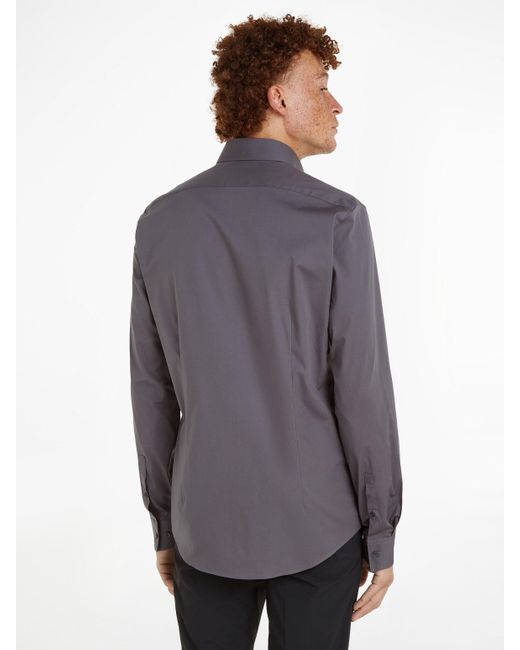 Calvin Klein Businesshemd POPLIN STRETCH SLIM SHIRT mit Kentkragen in Gray für Herren