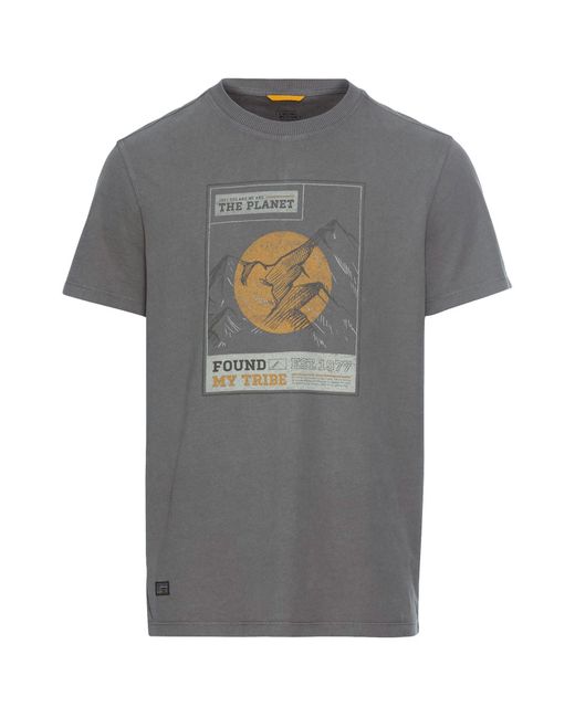Camel Active Rundhalsshirt XXL T-Shirt Used-Look grau Frontprint in Gray für Herren