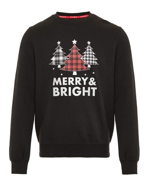 Threadbare Rundhalspullover (1-tlg) mit tollem Weihnachts-Motiv in Black für Herren