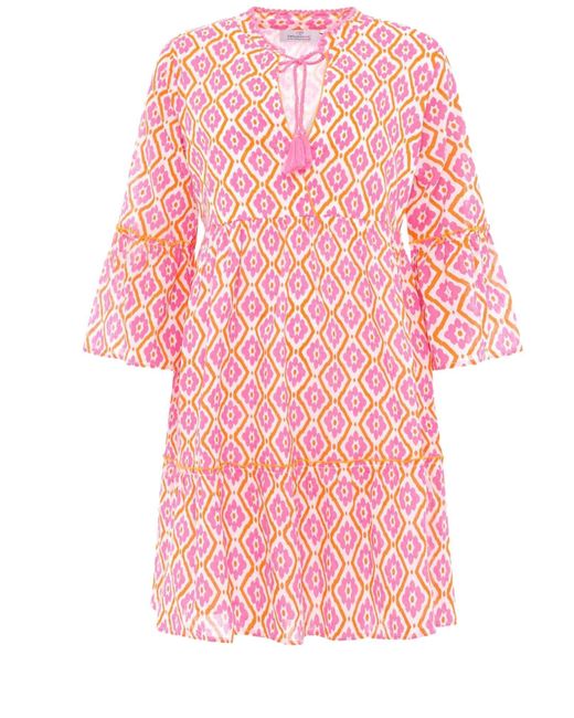 Zwillingsherz Pink Kleid Tunikakleid Raute Print