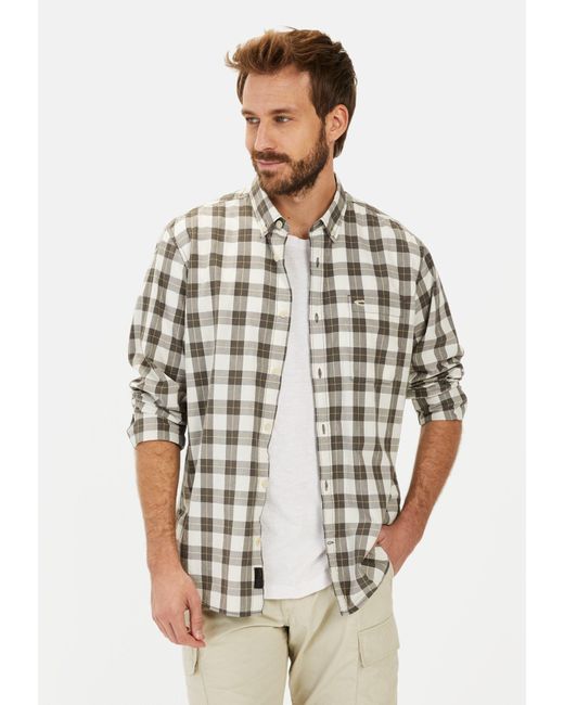 Camel Active Karohemd aus reiner Baumwolle Button-Down in Gray für Herren