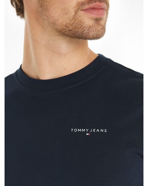 Tommy Hilfiger T-Shirt TJM SLIM LINEAR CHEST TEE EXT mit Logoschriftzug in Blue für Herren