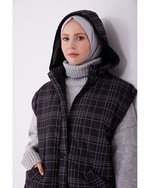 Armine Blue Longweste Armine Lange Weste , Winter Faux Fur Jacke mit Kragen, Warm