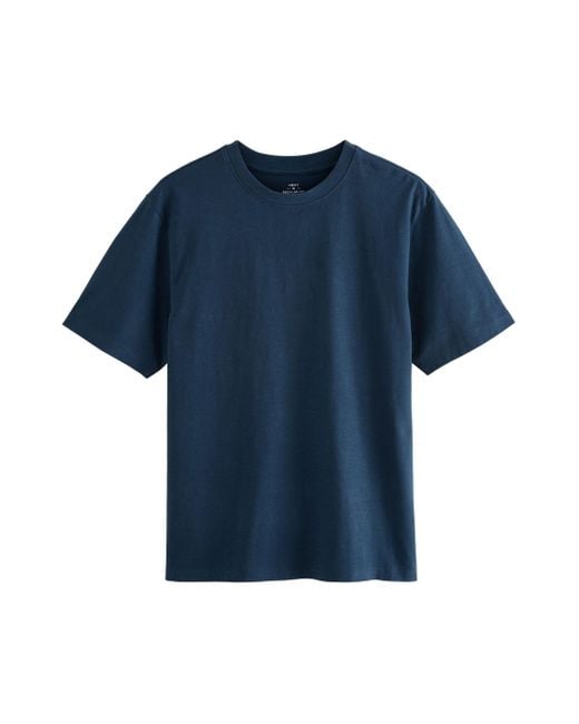 Next Kurzärmeliges Slub T-Shirt aus 100 % Baumwolle (1-tlg) in Blue für Herren