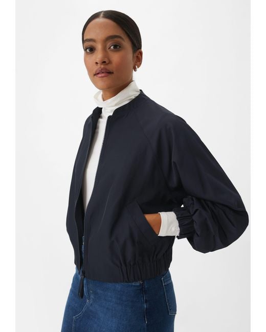 comma casual identity Blue Blusenblazer Verkürzter Blouson Raffung