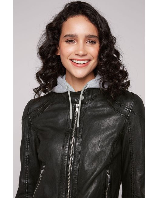 SOCCX Black Lederjacke mit Druckknopfriegel an den Seiten