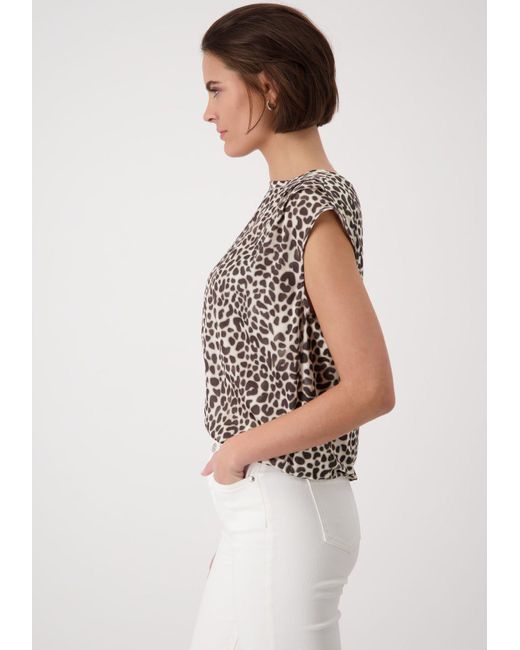 Monari White Schlupfbluse mit Animalprint