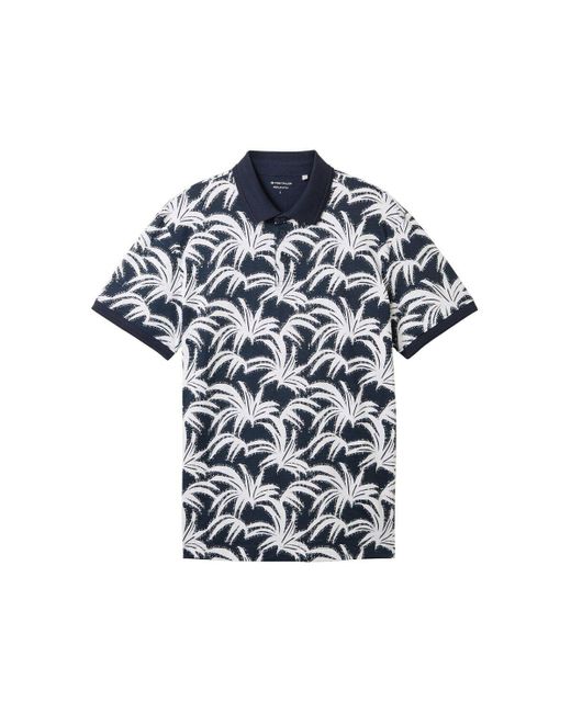 Tom Tailor T-Shirt allover printed polo in Blue für Herren