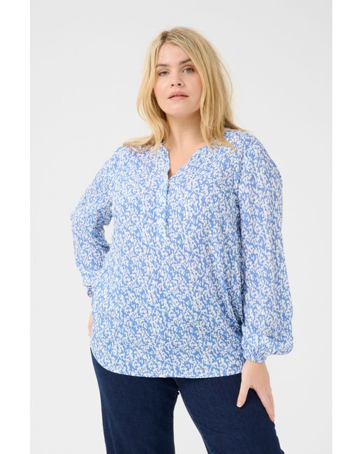 Kaffe Blue Langarmbluse Langarm-Bluse KCmahlena Große Größen