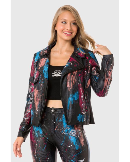 Cipo & Baxx Black Allwetterjacke Jacken mit trendigem Allover-Motiv