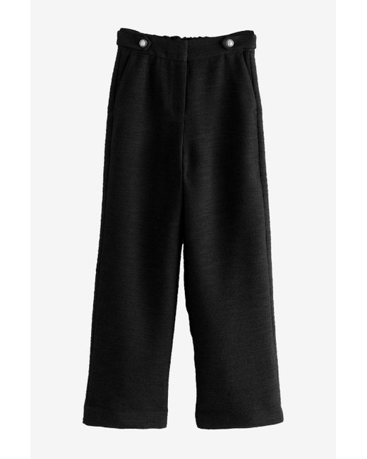 Next Black Anzughose Strukturierte Bouclé-Hose mit weitem Bein (1-tlg)
