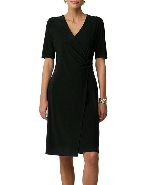 S.oliver Black Etuikleid – Kurzarmkleid mit V-Ausschnitt und Ring-Detail