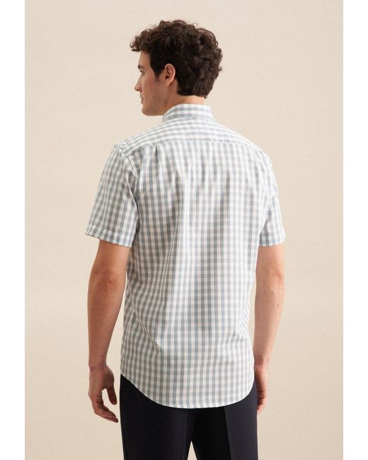 Seidensticker Businesshemd Regular Kurzarm Button-Down-Kragen Karo in Green für Herren