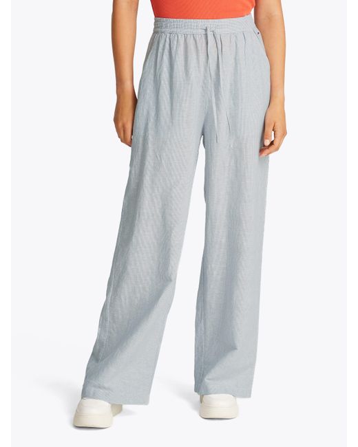Tommy Hilfiger Blue Webhose TJW LINEN PANT mit Logostickerei