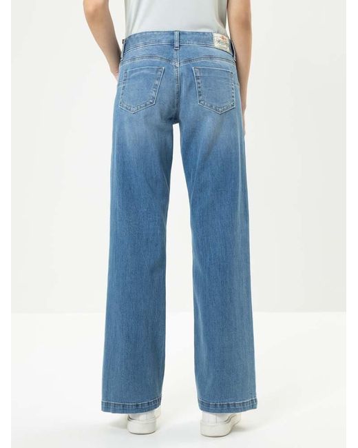 Herrlicher Blue Bootcut- Edna Denim Comfort Flared Jeans mit weit ausgestelltem Bein
