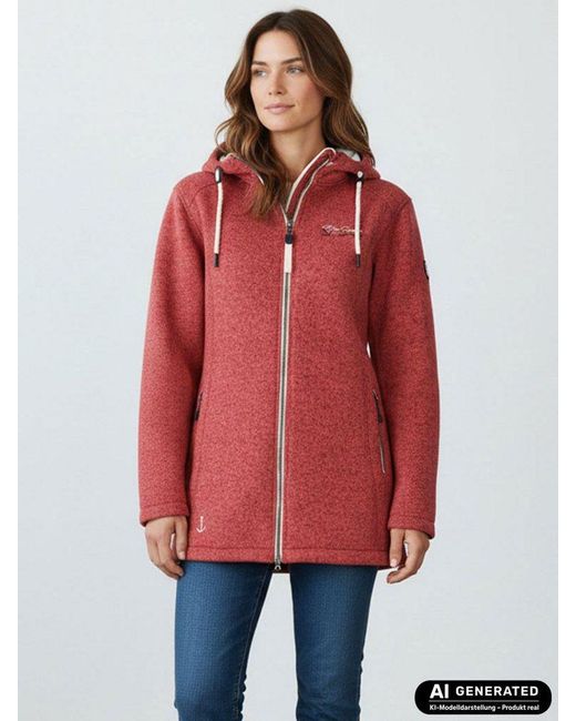 Dry Fashion Red Wollmantel Amsterdam Damen Wollfleece-Mantel