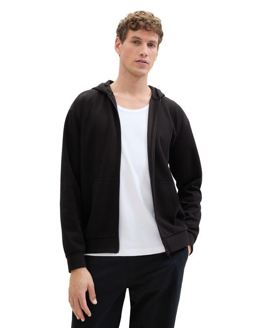 Tom Tailor Funktionsjacke structured hoodie jacket in Black für Herren