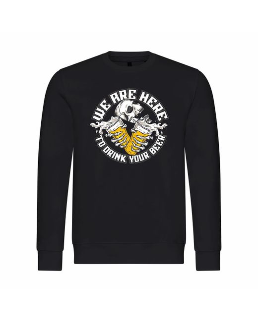 deinshirt Rundhalspullover Pullover We are here top drink your Beer Mit Print Motiv, Grafik in Blue für Herren