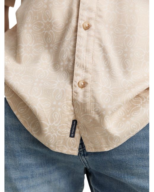 Tom Tailor Kurzarmhemd mit All-Over Print in Natural für Herren