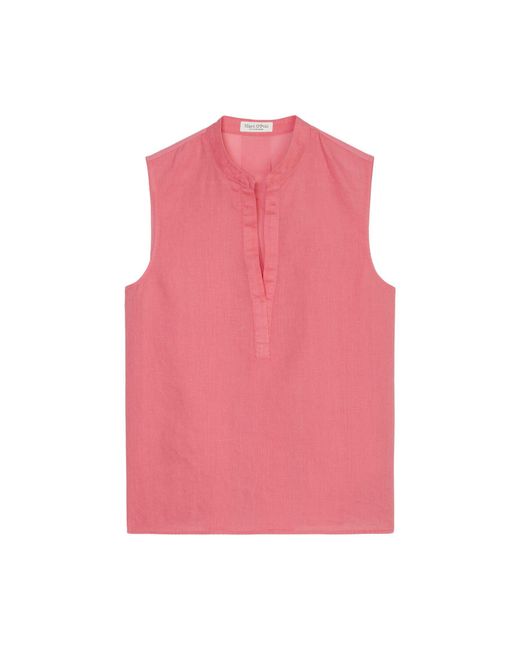 Marc O' Polo Pink Klassische Bluse Woven Top, flared shape, v-neck wit