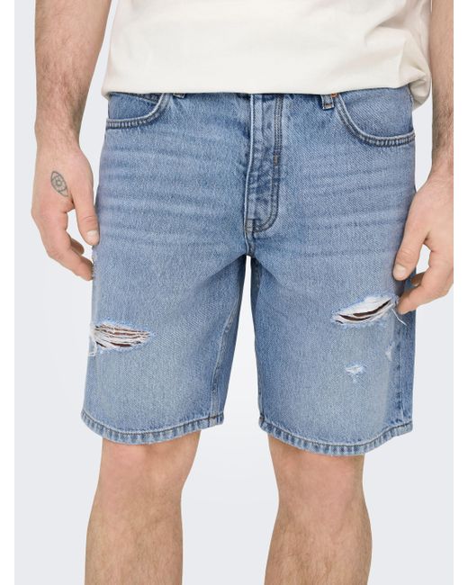 Only & Sons Jeansbermudas in Blue für Herren