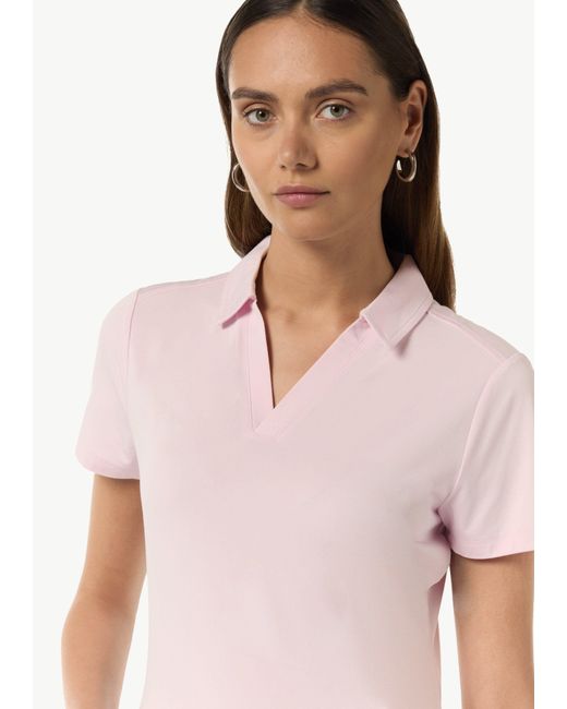 comma casual identity Pink Kurzarmshirt Jerseyshirt mit Polokragen Logo, Stickerei