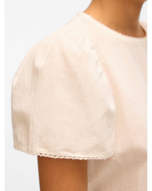 Vero Moda White Kurzarmbluse VMPRETTY SS TOP WVN GA NOOS