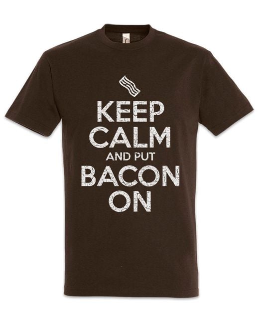 Urban Backwoods Print- Keep Calm Put Bacon On T-Shirt Schinken Eier Ei Eggs in Black für Herren