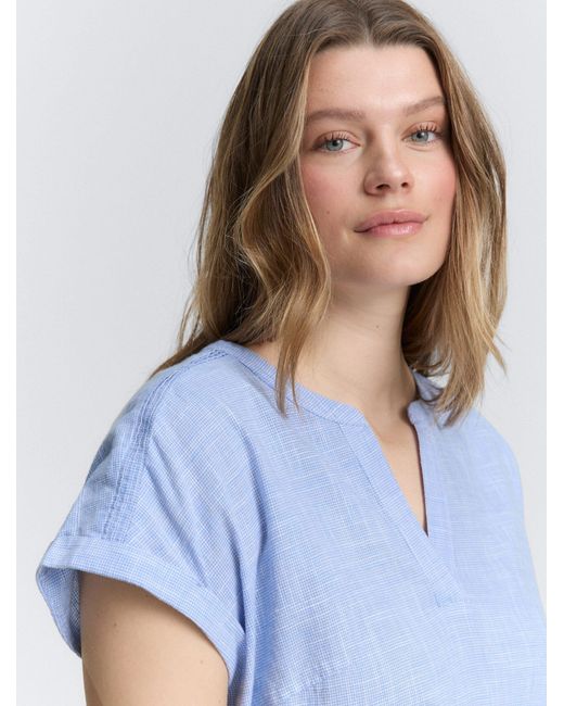 Tom Tailor Blue TOM TAILOR Kurzarmbluse Plus Size