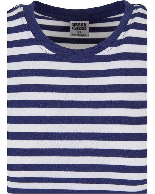 Urban Classics Blue T-Shirt Ladies Short Striped Tee