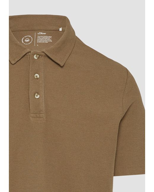 S.oliver Kurzarmshirt Poloshirt mit Waffelstruktur und -Patch Logo in Green für Herren
