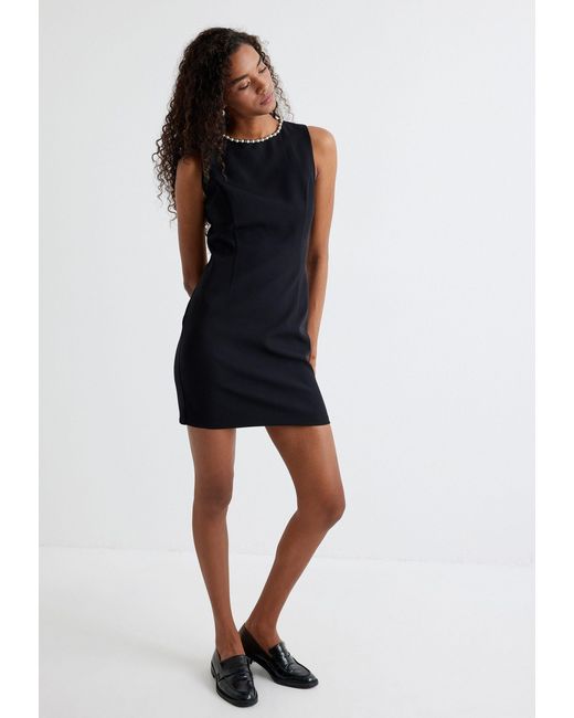 Koton Black Linien-Kleid Mini Länge A Form