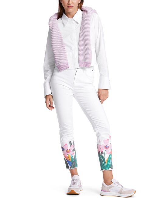 Marc Cain White 7/8-Jeans "Pants Flower Vichy" Premium mode mit floralem Print