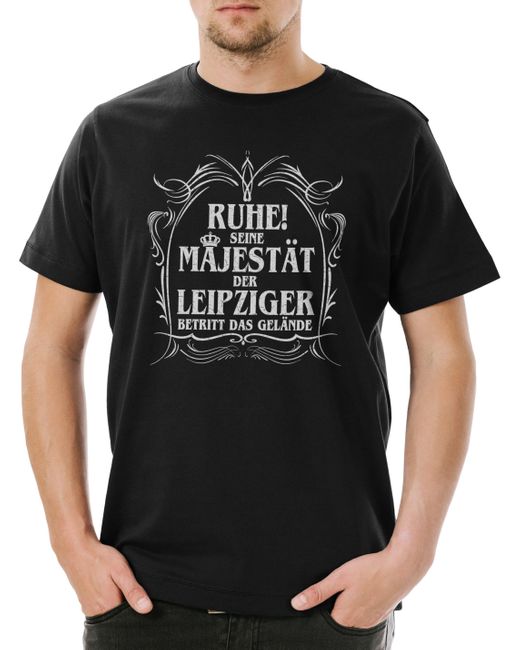 Urban Backwoods Print- Seine Majestä Der Leipziger T-Shirt DDR Ostalgie Ostdeutscher in Black für Herren