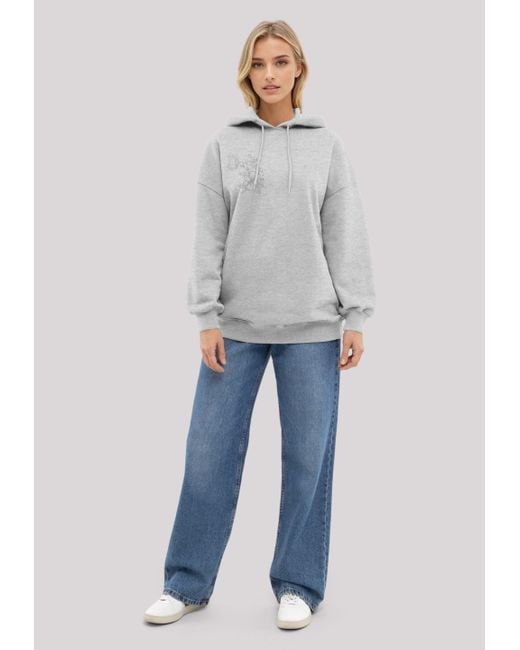 F4NT4STIC Gray Kapuzenpullover Schmetterling Blumen bestickt, Premium Qualität
