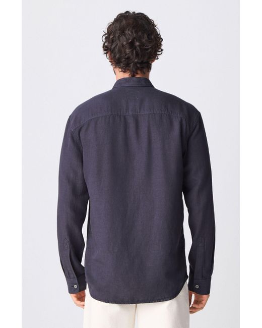 Next Langarmhemd Langärmeliges Hemd aus Baumwoll-Modalgemisch (1-tlg) in Blue für Herren