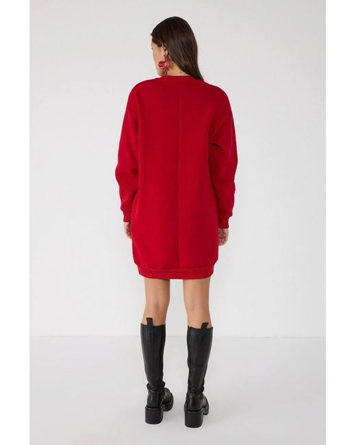 No Matter What Red Minikleid Baumwoll-Sweatshirt-Kleid Tunika