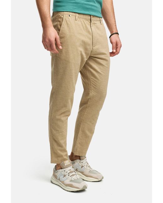 INDICODE Leinenhose INNandos elastischem Bund mit Knopf- und Reißverschluss in Natural für Herren