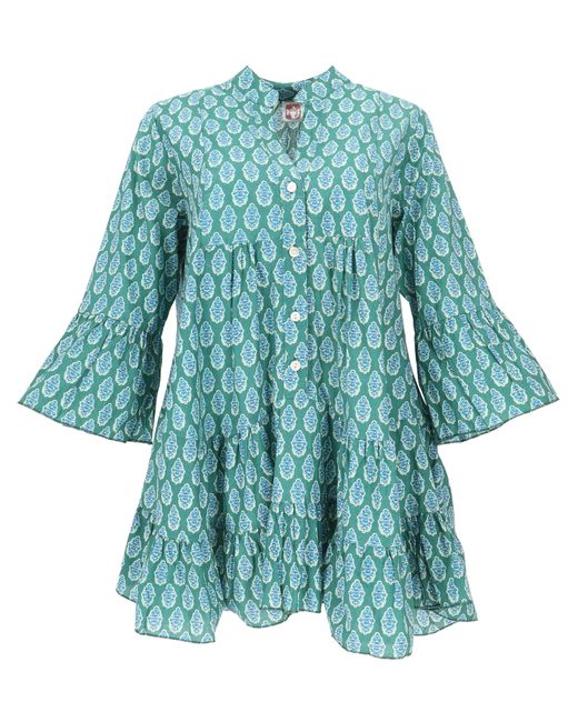 Guru-Shop Blue Midikleid Luftiges Boho Minikleid, plus size Maxitunika,.. alternative Bekleidung