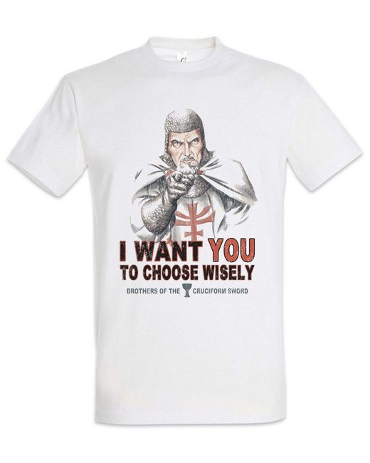 Urban Backwoods Print- Choose Wisely T-Shirt Weiß Größe XS (1-tlg) And The Last Crusade in White für Herren