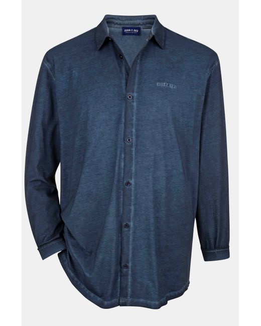 John F. Gee . Businesshemd Jerseyhemd Langarm bis 72/74 in Blue für Herren
