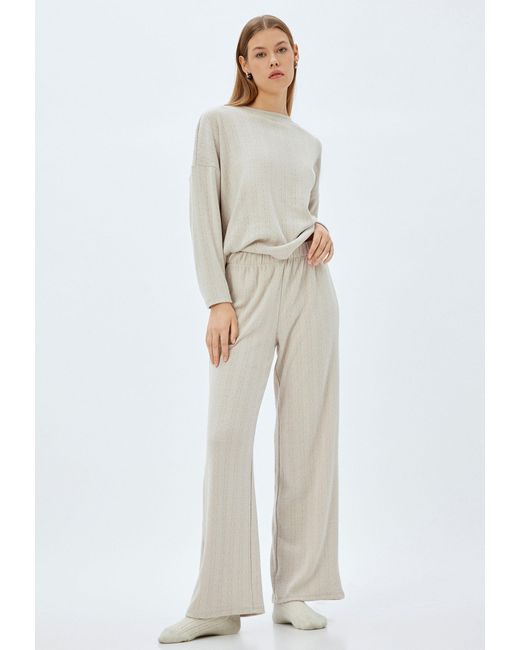 Koton White Schlafhose Normale Leibhöhe Mit Jacquard
