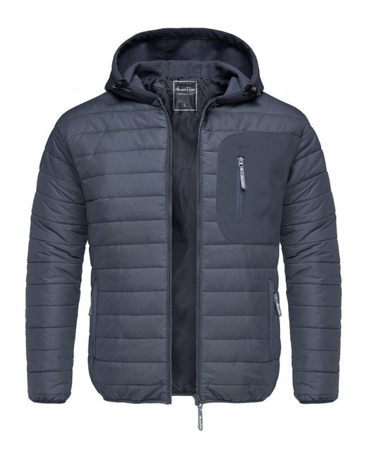 Amaci&Sons MACON Steppjacke Hybrid Softshell Outdoor Kapuzen Jacke in Blue für Herren