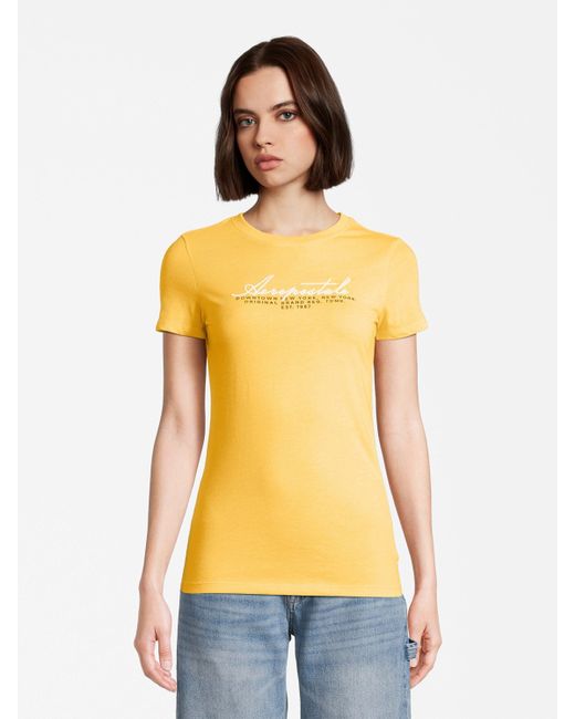 Aéropostale Yellow T-Shirt JULY (1-tlg) Stickerei