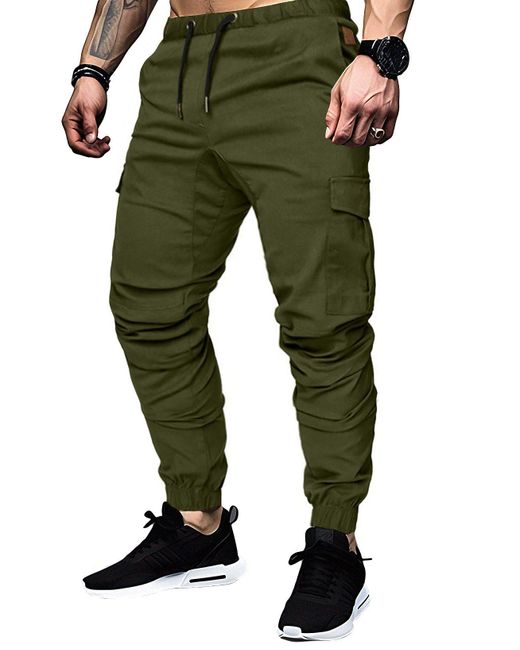 JMIERR Cargohose Cargohose Baumwolle Chino Hose Jogginghose in Green für Herren
